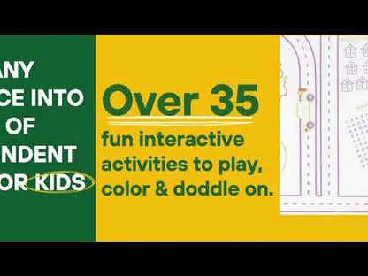 Playtime Disposable Activity Fitted Play Pad. Over 35 fun interactive activities to play, color & doddle on. Turn any surface area into hours of fun. Includes 3-colorful crayons and one toy car.