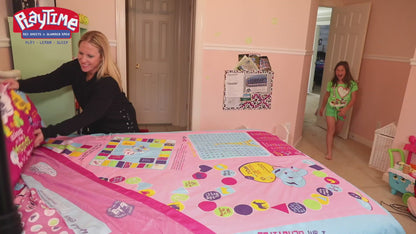 Add The Playtime Slumber Bag To Created The Perfect (4) Piece Bedding Set Twin. Over 125 Fun Interactive Games, Puzzles and Game Pieces. Pink, Blue, Unisex